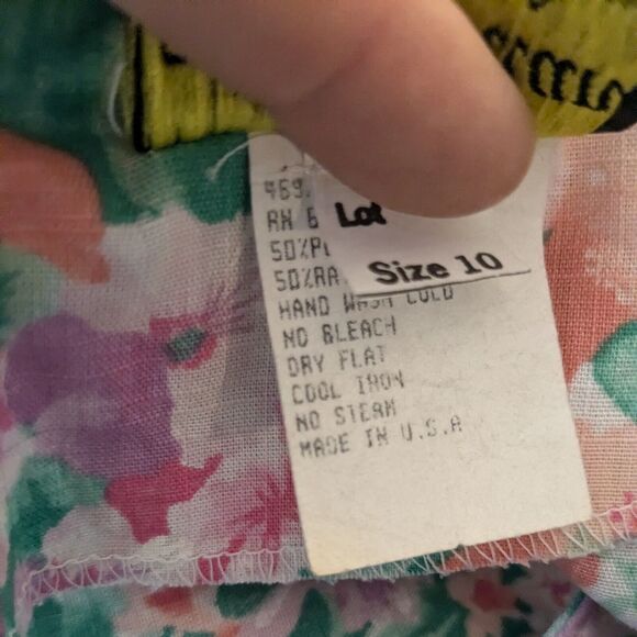 Vintage Midi Dress Fit Flare Floral 80s 90s Housewife Retro Pink Green Button 10 - Picture 15 of 16